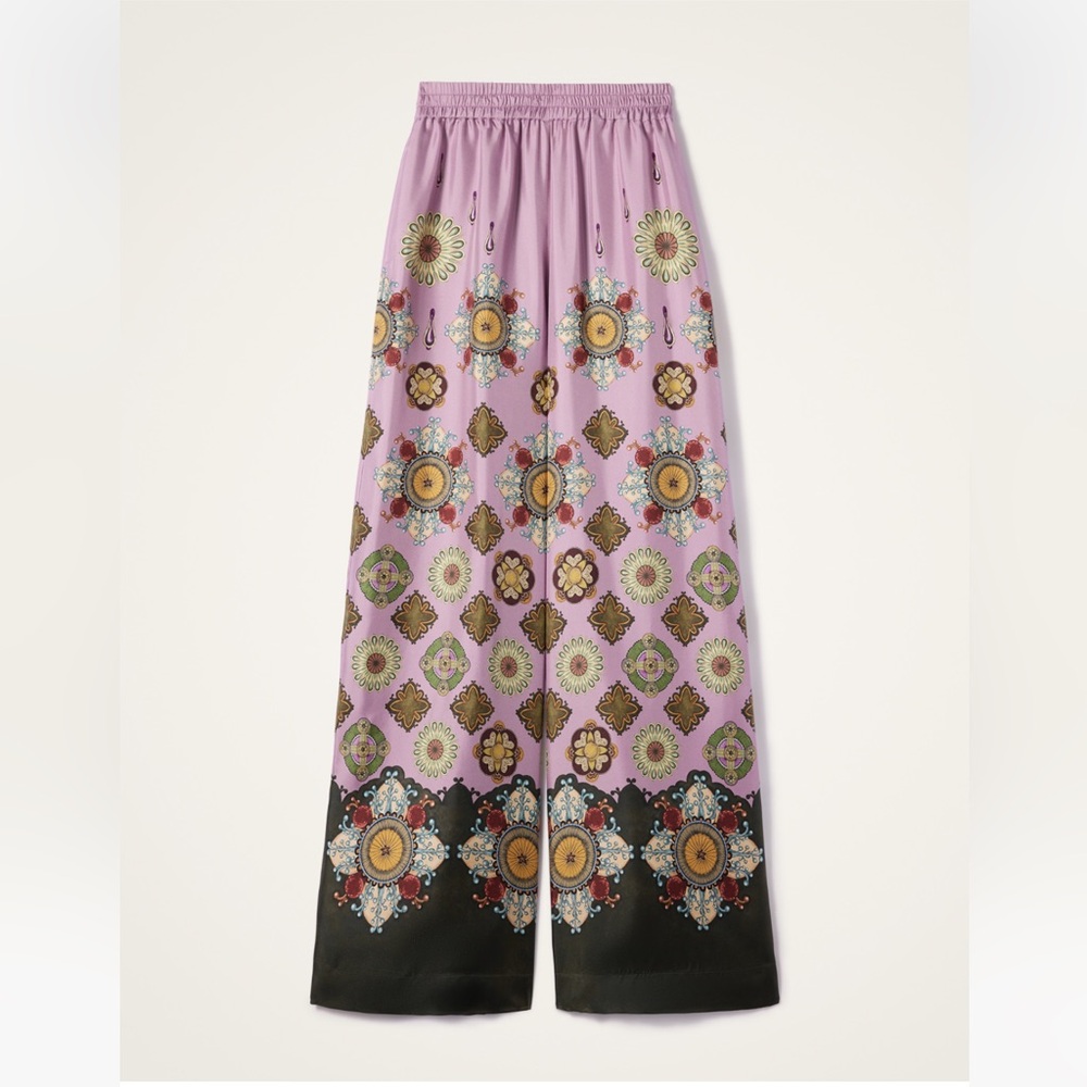 La Double J Nucleus Placée Dusty Pink in Silk Twill Palazzo Pants